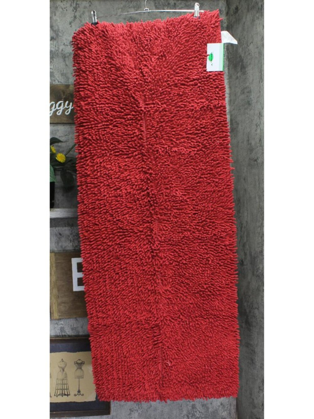 Home Weavers Fantasia Bath Rug 100% Cotton Bathroom Rug Mat BFA2154RE Red 21x54